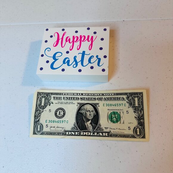 HAPPY EASTER Easter wood block sign Easter decoration tiered tray polka dots - Picture 5 of 9